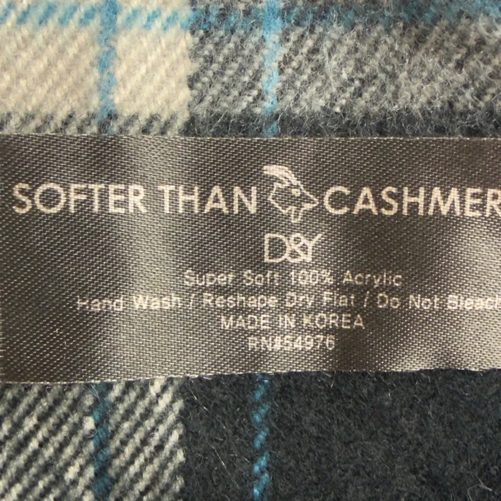 Buffalo Plaid Scarf by SofterThan Cashmere, Super Soft in Acrylic Fringe, Warm